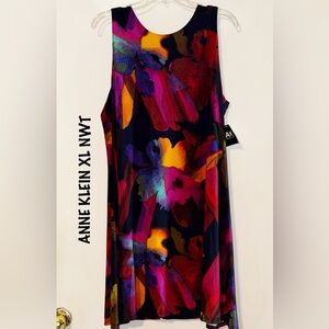 ANNE KLEIN Vibrant Multicolor Floral Sleeveless Dress NWT SZ XL